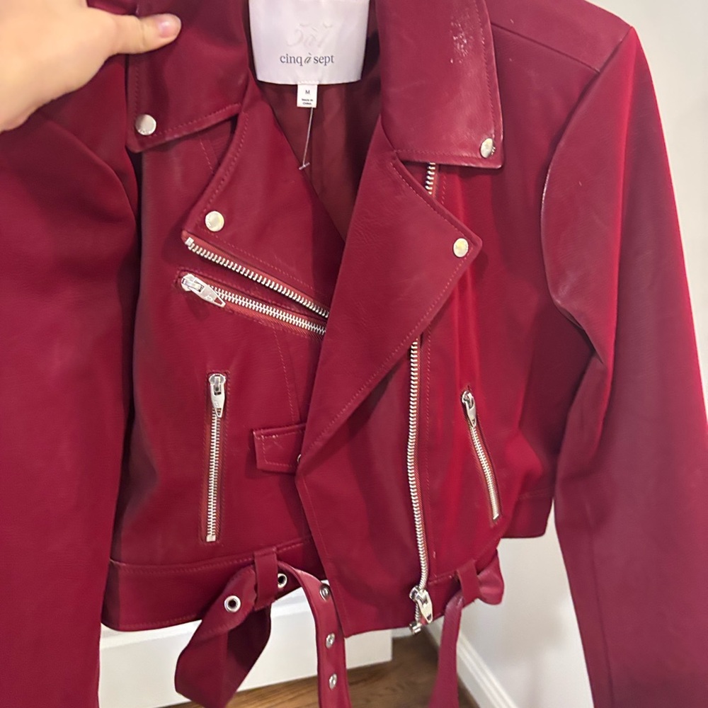 Cinq a Sept Women's Bold Red Leather Jacket